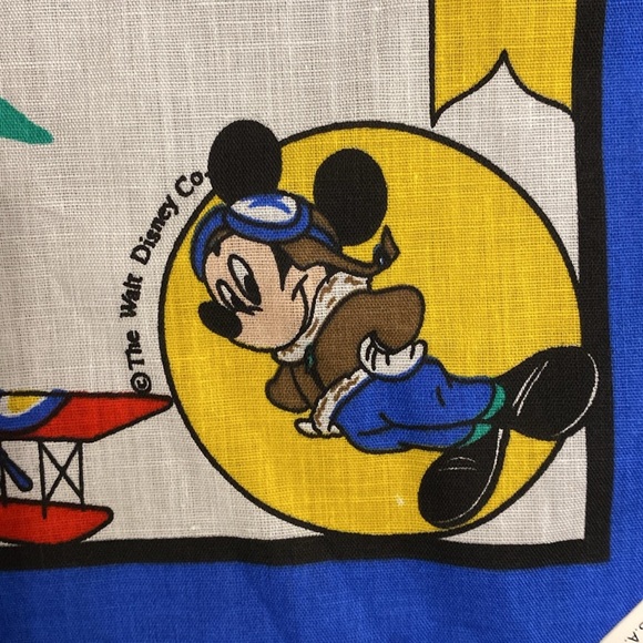 J. A. Woronowicz 22” x 21.5” Pilot Mickey Mouse Airplane Aviator Bandana Scarf - Picture 5 of 7